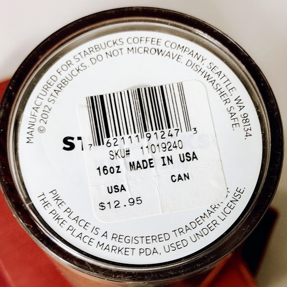 Tall Starbucks 1971 Pike Place 16 oz Thermal Lidded Travel Cup - Picture 7 of 12